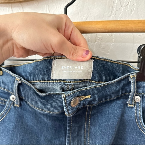 Everlane Medium Wash Size 32 The Way High Denim Cut Off Shorts - Picture 5 of 6